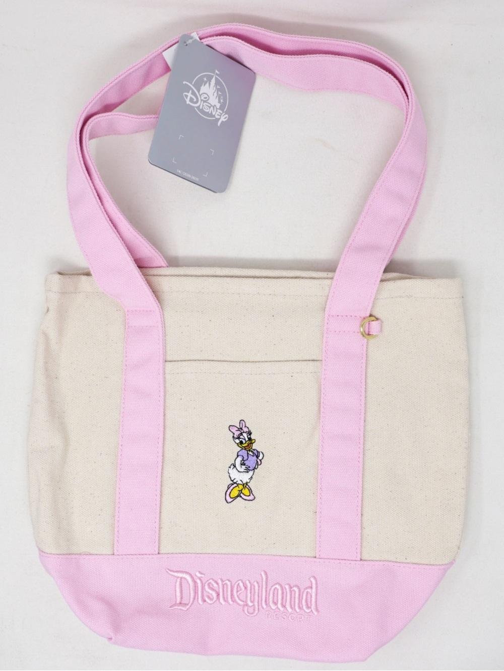 NWT Disney Parks Disneyland Exclusive Daisy Duck Pink Canvas Mini Tote Bag